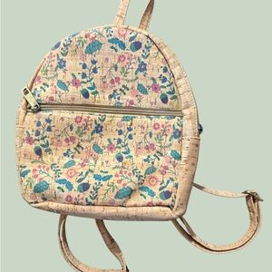 Floral Cork Backpack Small Vegan Bag Lightweight Eco Friendly Boho Style